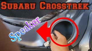 2016 Subaru Crosstrek How to remove door panel install speakers without spacers positive negative [upl. by Gnuj]