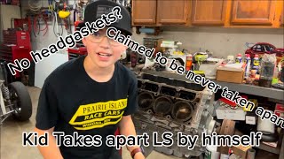 Kid takes apart a LS l Junkyard LS breakdown Pt2 [upl. by Hoopen473]