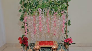 Simple amp Easy Diwali lakshmipujan decoration ideas for home festival backdrop decoration ideas [upl. by Suiratnauq]