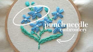 Punch needle embroidery stitches easy floral design 🌸 [upl. by Killian576]