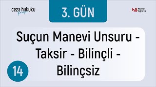 14 Ceza Hukuku KAMPI  Suçun Manevi Unsuru  Taksir  Bilinçli  Bilinçsiz  Murat AKSEL [upl. by Bel123]