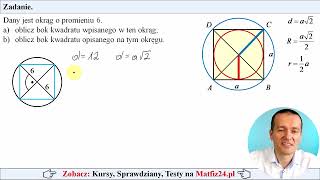 Bok kwadratu wpisanego i opisanego na okręgu  MatFiz24pl 👈 [upl. by Pacificia]