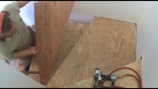 How To Installing Laminate Flooring on StairsStair Tread Installation DIY Mryoucandoityourself [upl. by Ymerrej132]