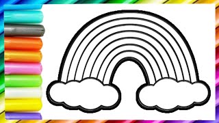 Drawing and Painting a Colorful Rainbow 🌈❤️🌈 Easy Drawing for Kids [upl. by Atnauq]