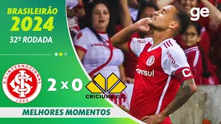 INTERNACIONAL 2 X 0 CRICIÚMA  MELHORES MOMENTOS  32ª RODADA BRASILEIRÃO 2024  geglobo [upl. by Tertias]