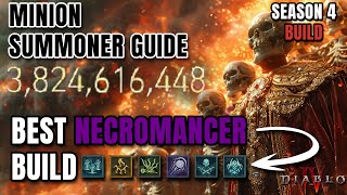 THE BEST BUILD FOR SEASON 4 Minion Summoner Necromancer Build Guide  Diablo 4 [upl. by Moir]