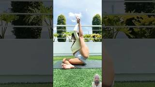 Flipping my dog 🤸🏼‍♀️ yoga downwarddog threeleggeddog bridge balance [upl. by Gnihc967]