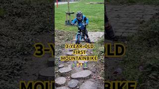 3yearolds first steps on a mountainbike kidsonbikes playoutside [upl. by Lorelle159]