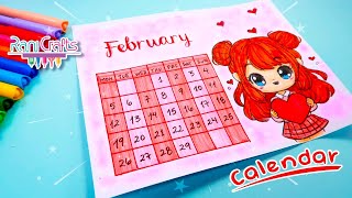 DIY  FEBRUARY Calendar  Bullet journal decoration organization ideas [upl. by Mahan]