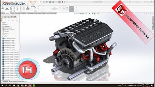 Solidworks tutorial V12 engine  Ep 14 Full HD 😍 [upl. by Yud531]