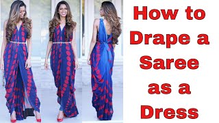 How to Drape a Saree as a Dress  Tia Bhuva [upl. by Mauro]