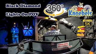 VR 360 5K Black Diamond Roller Coaster On Ride Lights On POV Knoebels 2021 06 26 [upl. by Nylhtak978]