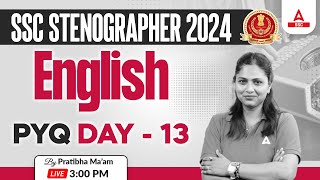 SSC Stenographer 2024  SSC Steno English By Pratibha Mam  Previous Year Questions 13 [upl. by Frohne]