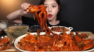 SUB매콤통통 쭈꾸미가득 해물찜 먹방  🐙🦐🦑 볶음밥 동치미까지 리얼사운드 Haemuljjim Braised Seafood mukbang ASMR [upl. by Halland]