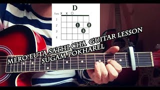 Mero euta sathi cha easy guitar lesson sugam pokharel [upl. by Alolomo]