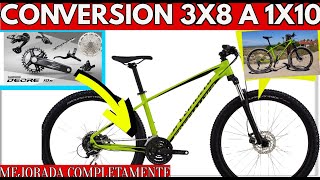 COMO HACER LA CONVERSION DE 3X89 A 1X10 GRUPO COMPLETO CICLISMO MTB [upl. by Paff476]