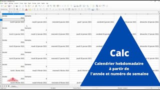 FORMATION  Calc  Calendrier hebdomadaire à partir de lannée et numéro de semaine [upl. by Cob]