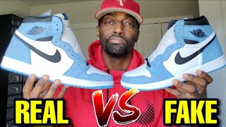 REAL vs FAKE JORDAN 1 UNIVERSITY BLUE COMPARISON IS P WILD TV LEGIT [upl. by Aida]