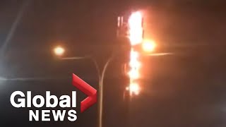 Coronavirus outbreak Conspiracy theorists burn 5G towers claiming link to COVID19 [upl. by Lobell775]