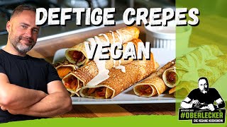 Vegane herzhafte Crêpes mit ZwiebelPaprikafüllung und Walnusssoße [upl. by Yrreiht]