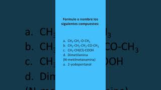 Ejercicio I Formulación Química Orgánica [upl. by Enirehtak]