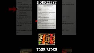 MORRISSEY Tour Rider 13 Crew Dinner [upl. by Shreve]