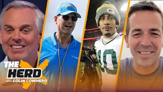 Packers expectations for Love Lions building momentum Harbaughs plan for Chargers  THE HERD [upl. by Atinrev]