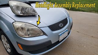 2006  2010 KIA Rio Headlight assembly replacement DIY [upl. by Iclek]