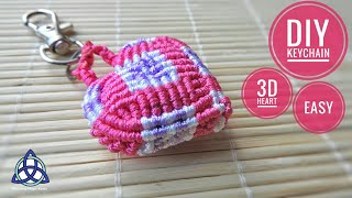 How to Make 3D Macrame Heart Keychain Tutorial  Gift for Valentines Day [upl. by Rasaec705]