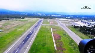 Sobrevolando la pista del Aeropuerto Internacional Palmerola Ingresando por pista 35 y pista 17 [upl. by Alikat]