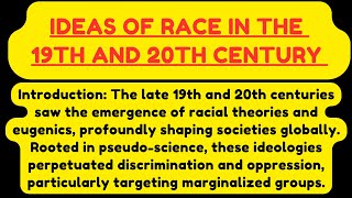 ideas of race in the 19th and 20th century essay [upl. by Dodwell]