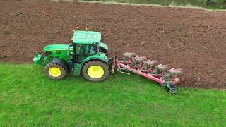 Ploughing in the Black Mountains John Deere 6155R and reversable plough filmed in 4k cinematic [upl. by Deena]