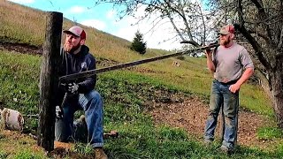 Building A Barbed Wire Fence On A Hill Side Best Type of Fence To Build For Cattle [upl. by Aihsek]