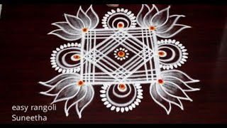 Traditional Padi Lotus Kolam rangoli designs for PongalSankranthi 2021  New Dhanurmasam muggulu [upl. by Ellimac948]