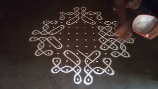 12 dots karthigai madha new kambi kolam  simple sikku kolam  SathyaSelva Arts [upl. by Assiluy]