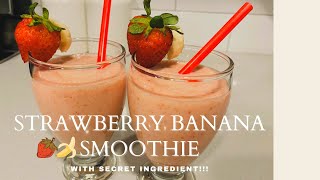 Strawberry Banana Smoothie  Easy and quick recipe with a secret ingredientSmoothie recipe Shorts [upl. by Aittam]