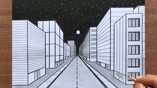 How to Draw a Town in 1Point Perspective [upl. by Patricia]