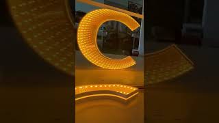 Led infinite mirror gold letters off light is a mirror gold acrylic panel welcome contact us [upl. by Kcarb]