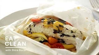 Halibut Squash and Tomatoes in Parchment  Everyday Food with Sarah Carey [upl. by Enylodnewg]