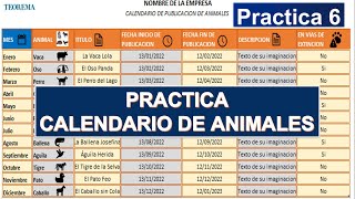 PRACTICA DEL CALENDARIO DE PUBLICACION DE ANIMALES EXCEL [upl. by Burdelle]