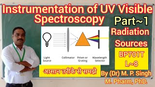 Instrumentation of UV Visible Spectroscopy  Part1  Radiation Sources  Analysis  BP701T  L8 [upl. by Celene387]