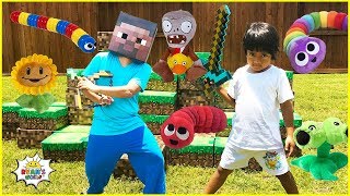 Ryan Pretend Play with Slitherio Minecraft Plants vs Zombie and Roblox In Real Life [upl. by Aninaig654]