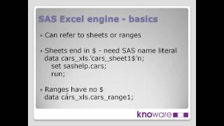 Hooking Up SAS and Excel  Part 7  SAS Excel libname engine  by Colin Harris  Knoware [upl. by Dietz110]