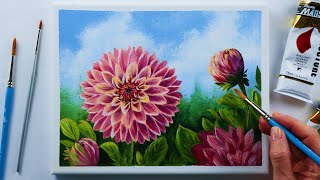 How to Paint a Dahlia for Beginners  Dahlia Acrylic Painting [upl. by Telracs]