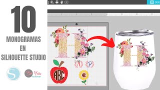 COMO CREAR 10 MONOGRAMAS DISTINTOS EN SILHOUETTE STUDIO  DIY [upl. by Spillihp]