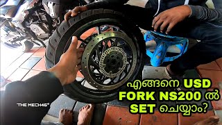 HOW TO INSTALL USD FORK IN NS 200 HOW TO INSTALL DUAL DISC IN BIKES [upl. by Alit]