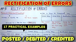 5 Rectification of Errors  Posted  Debited  Credited  By Saheb Academy [upl. by Orlosky]