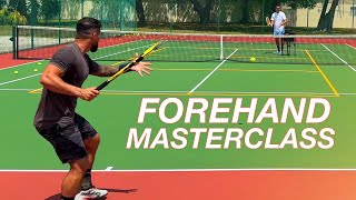 Forehand Contact Point Correction  35 NTRP Tennis Lesson [upl. by Astrahan108]