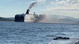 Principio di incendio a bordo del traghetto Bonaria in arrivo al porto di Olbia [upl. by Cyprio733]