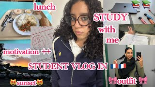 STUDY VLOG📚✨ أجيوا تدوزو يومين معي كطالبة في فرنسا outfit 🎀 study with me 💻 motivation 💪🏽 [upl. by Jamal453]